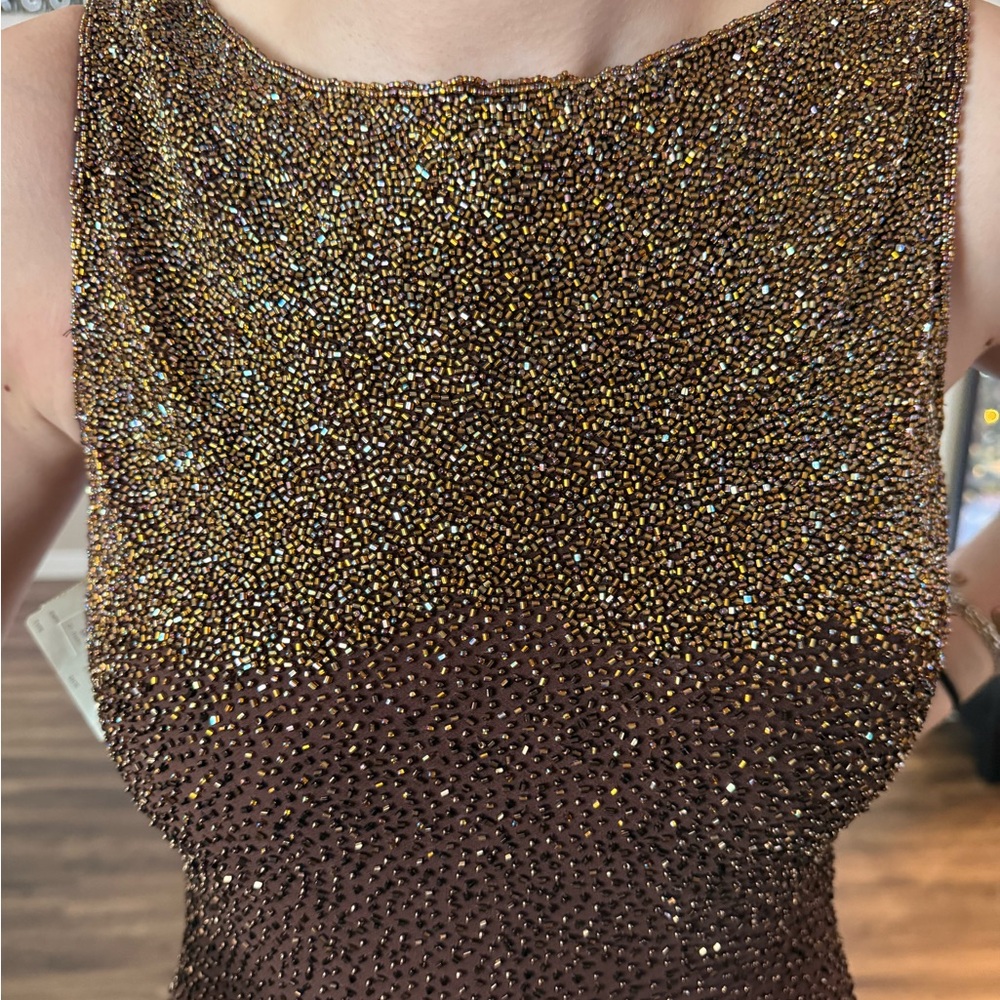 Sue Wong designer Brown Beaded Dress - Picture 3 of 11